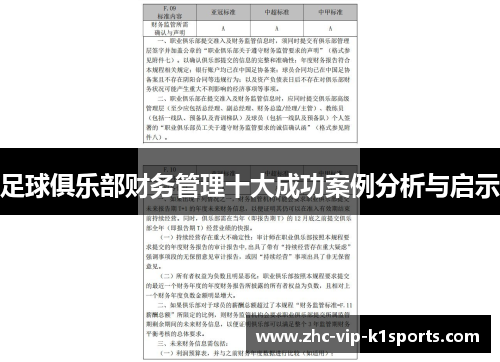 足球俱乐部财务管理十大成功案例分析与启示 足球俱乐部财务管理十大成功案例分析与启示